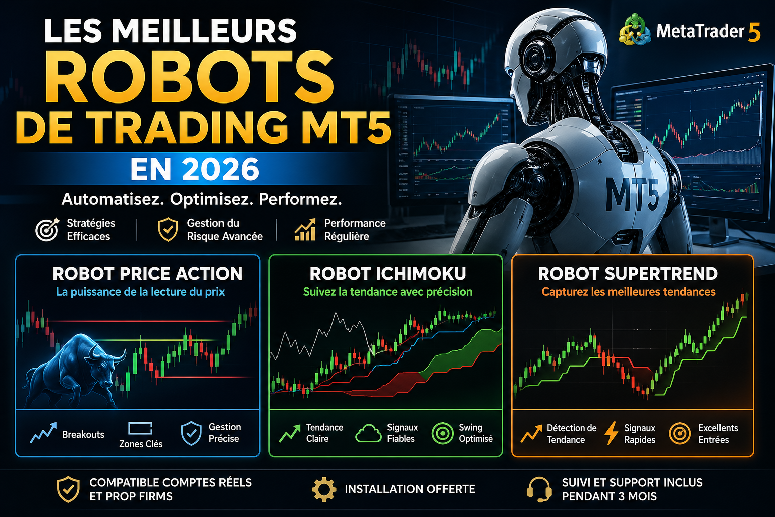 meilleurs robots trading MT5 2026 price action ichimoku supertrend analyse trading automatique