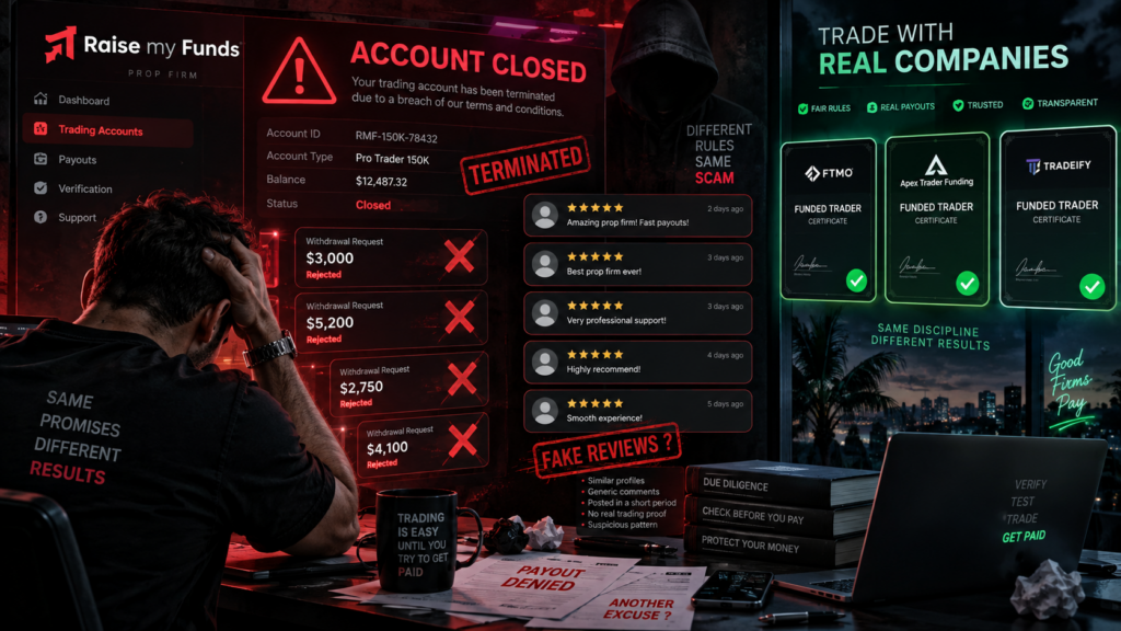 Raise My Funds 2026 — 0/5 : manipulation, faux avis et retraits bloqués
